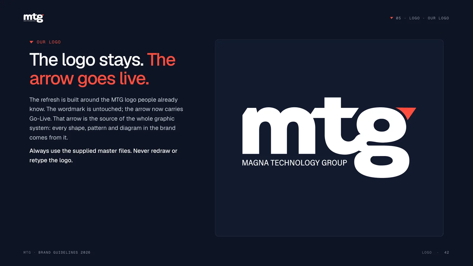 The MTG logo and its arrow