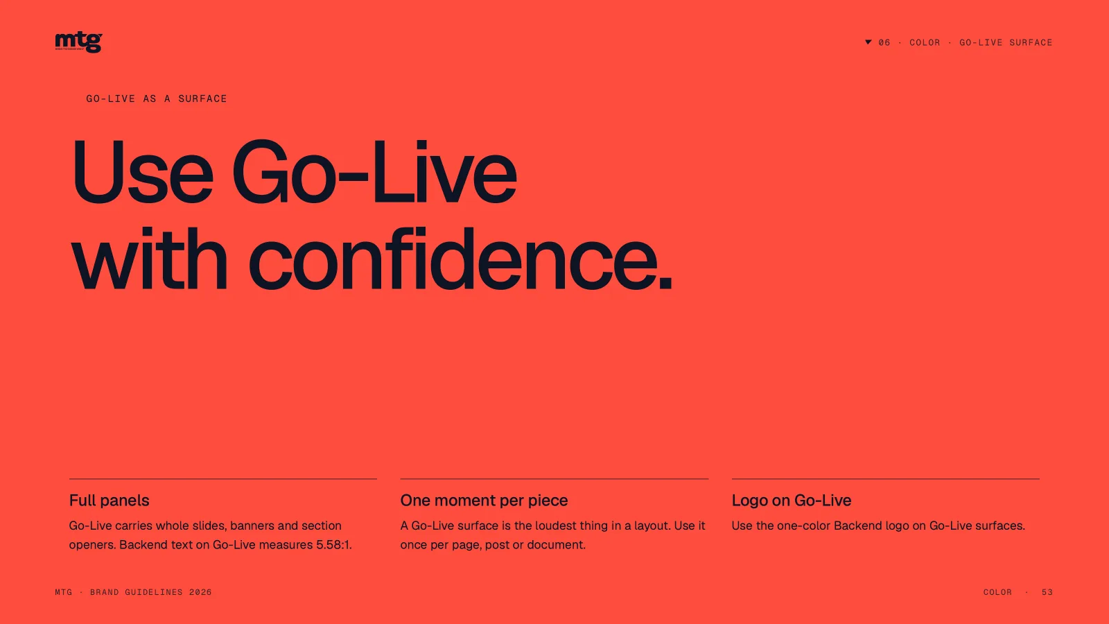 The MTG Go-Live color